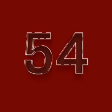 Kırmızı arkaplanda 3d 54 sayısının gösterimi