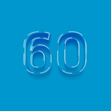 Yeşil arkaplandaki 3d 60 sayısının gösterimi