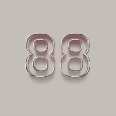 Gri arkaplanda 3d 88 sayısının gösterimi