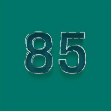 Yeşil arkaplanda 3d 85 sayısının gösterimi