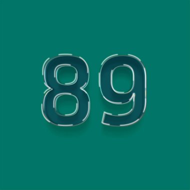 Yeşil arkaplanda 3d 89 sayısının gösterimi