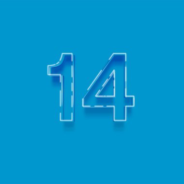 Mavi arkaplanda 3d 14 sayısının gösterimi
