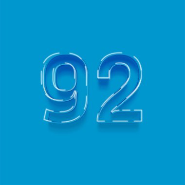 Yeşil arkaplanda 3d 92 sayısının gösterimi