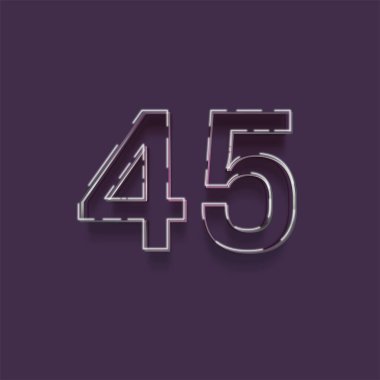 Mor arkaplanda 3d 45 sayısının gösterimi