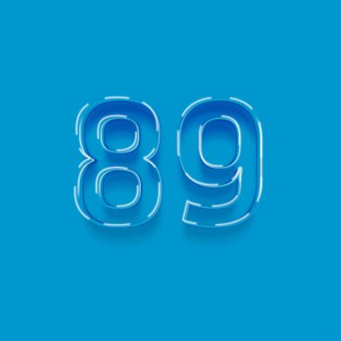 Yeşil arkaplanda 3d 89 sayısının gösterimi