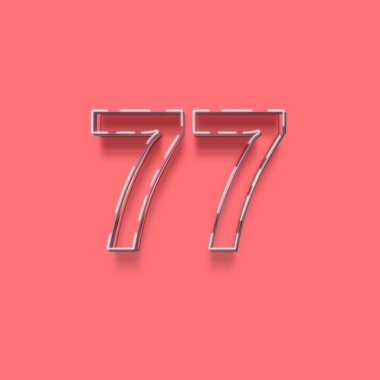 Pembe arkaplandaki 3d 77 sayısının gösterimi