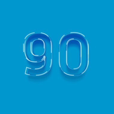 Yeşil arkaplanda 3d 90 sayısının gösterimi