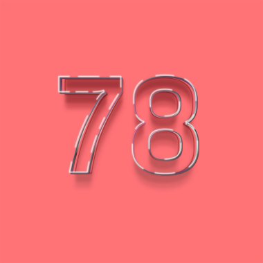 Pembe arka planda 3d 78 sayısının gösterimi