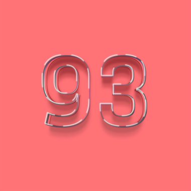 Pembe arkaplandaki 3d 93 sayısının gösterimi
