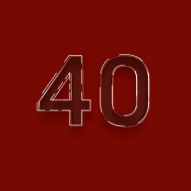 Kırmızı arkaplanda 3d 40 sayısının gösterimi