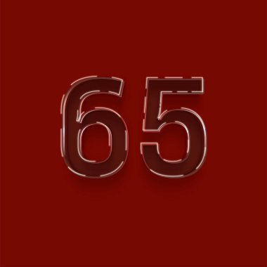 Kırmızı arkaplanda 3d 65 sayısının gösterimi