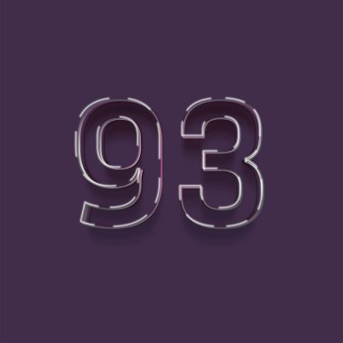 Mor arkaplanda 3d 93 sayısının gösterimi