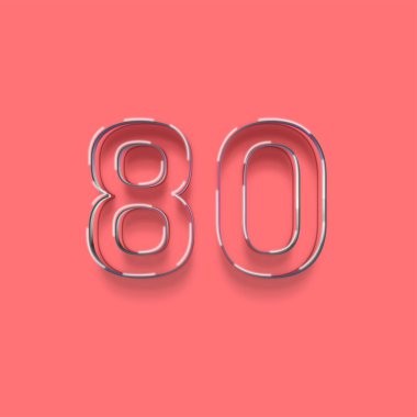 Pembe arkaplandaki 3d 80 sayısının gösterimi