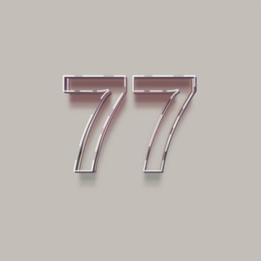 Gri arkaplanda 3d 77 sayısının gösterimi