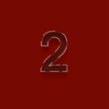 Kırmızı arkaplanda 3d 2 numarasının gösterimi