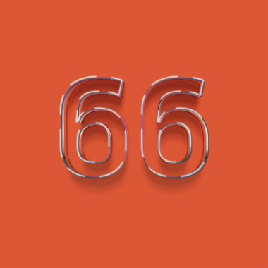 Kırmızı arkaplanda 3d 66 sayısının gösterimi