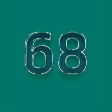 Yeşil arkaplandaki 3d 68 sayısının gösterimi