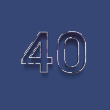 Mavi arkaplanda 3d 40 sayısının gösterimi