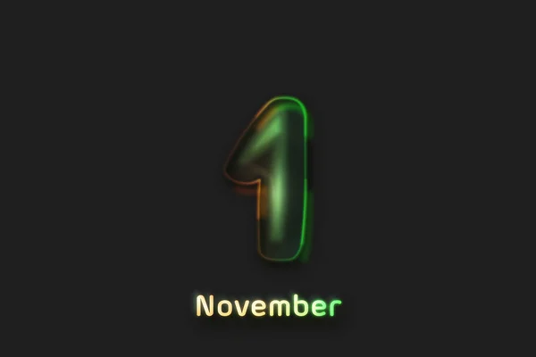 November Date Poster Neon Bubbelvormig Nummer — Stockfoto