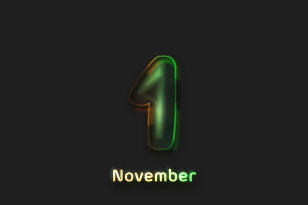 November Dátum Poszter Neon Buborék Alakú Szám — Stock Fotó