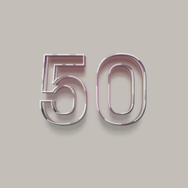 illustration of 3d 50 number on gray background