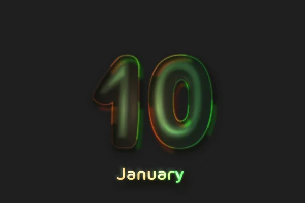 Januar Date Poster Neon Bubble Shaped Number — Stockfoto