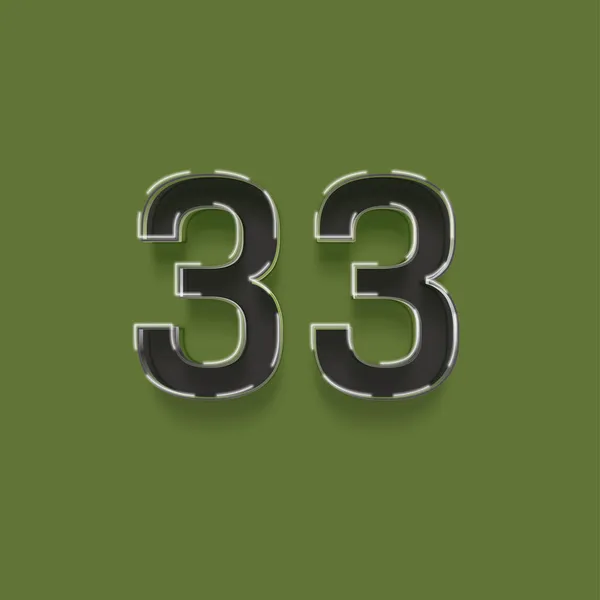 緑の背景に3D 33の数字のイラスト — ストック写真