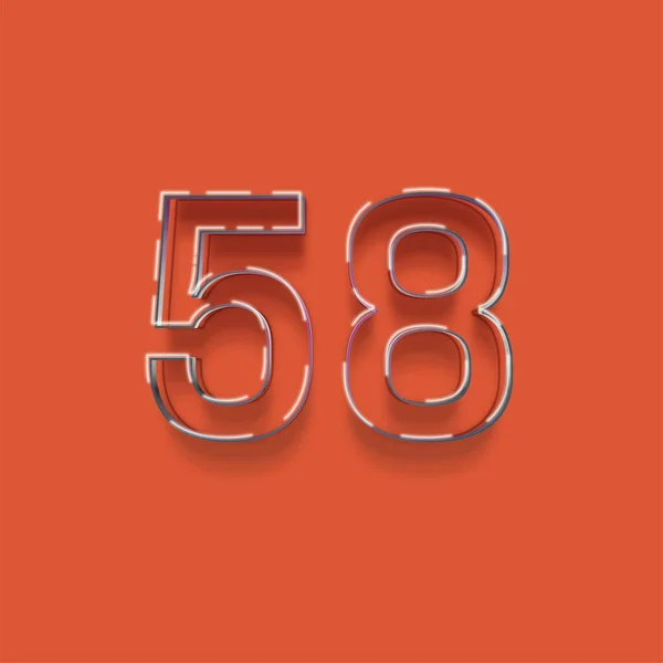 赤を背景にした3D 58番のイラスト — ストック写真