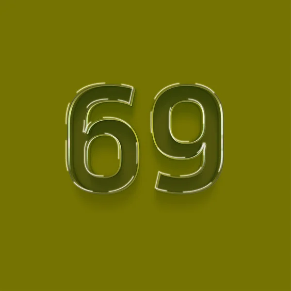 緑の背景に描かれた3D 69番のイラスト — ストック写真