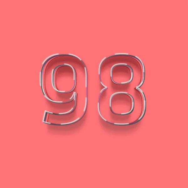 ピンクを背景にした3D 98番のイラスト — ストック写真