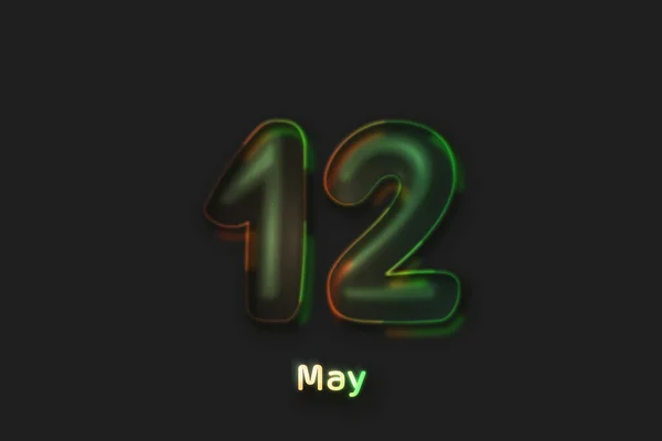 May Date Poster Neon Bubble Shaped Number — 图库照片