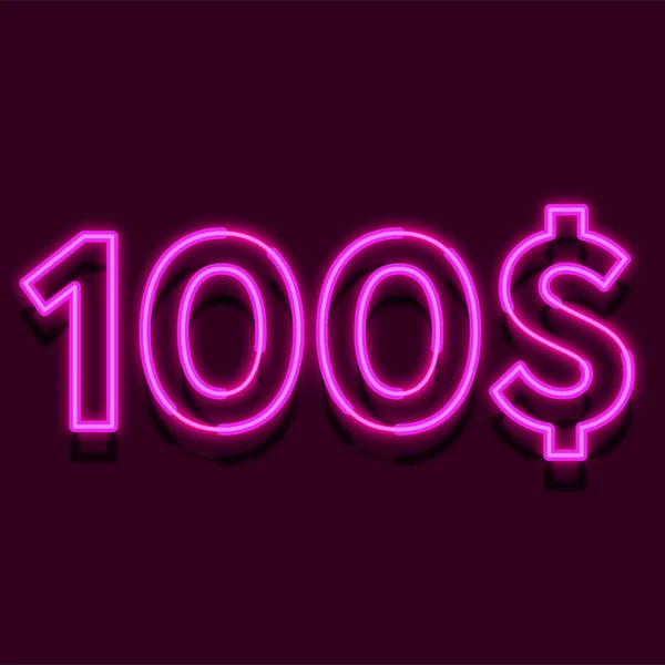 100 Dolar Neon Işık Fiyatı Perakende Satış Için Illüstrasyon — Stok fotoğraf