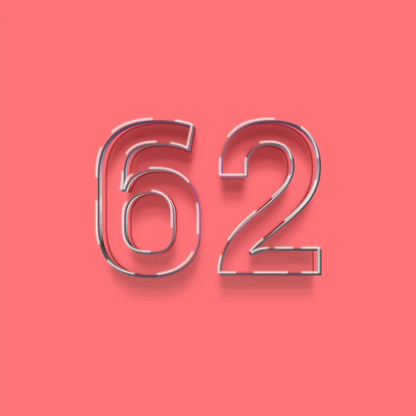 ピンクを背景にした3D 62番のイラスト — ストック写真