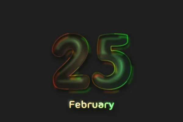 February Date Poster Neon Bubble Shaped Number — 图库照片