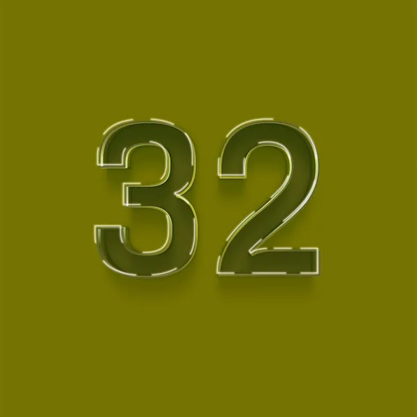 緑の背景に3D 32番の数字のイラスト — ストック写真
