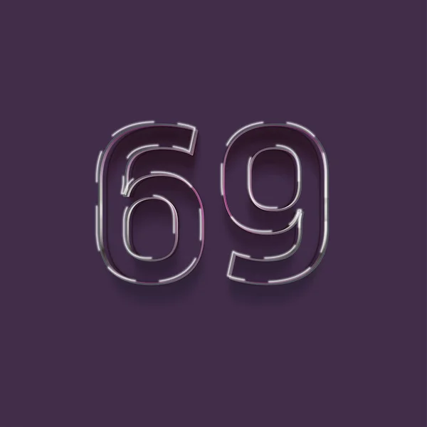 紫色の背景に3D 69番のイラスト — ストック写真