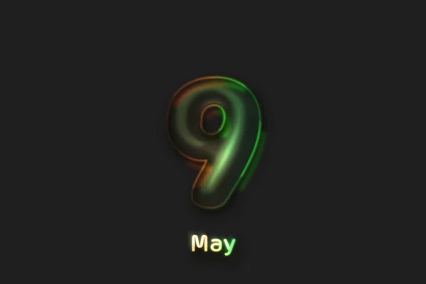 May Date Poster Neon Bubble Shaped Number — Stock Photo, Image