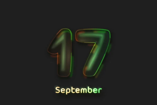 Sseptember Date Poster Neon Bubble Shaped Number — стоковое фото