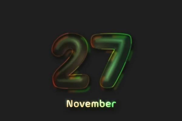 Tanggal November Poster Gelembung Neon Berbentuk Angka — Stok Foto