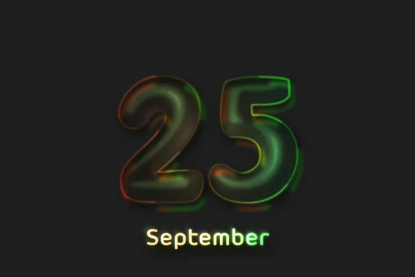 September Date Poster Neon Bubble Shaped Number — Stockfoto