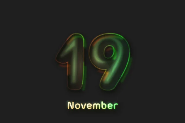 Novembro Poster Data Número Forma Bolha Néon — Fotografia de Stock