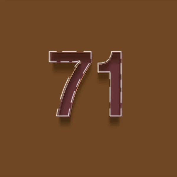 褐色背景上3D 71数字的图解 — 图库照片
