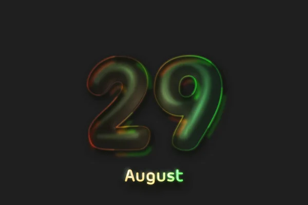 August Date Poster Neonblasenförmige Zahl — Stockfoto