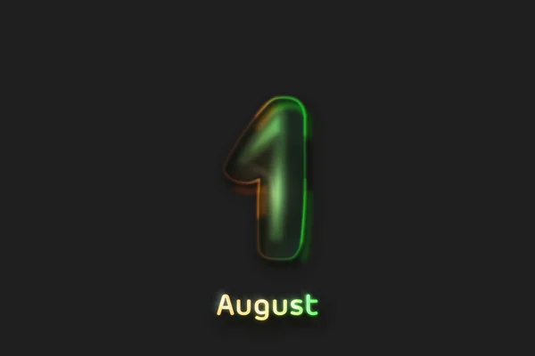 August Date Poster Neon Bubble Shaped Number — Stock Photo, Image