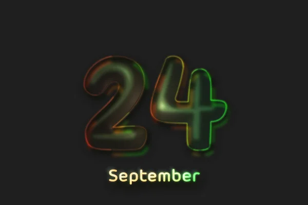 9月24日日付のポスターネオンバブル型の数字 — ストック写真