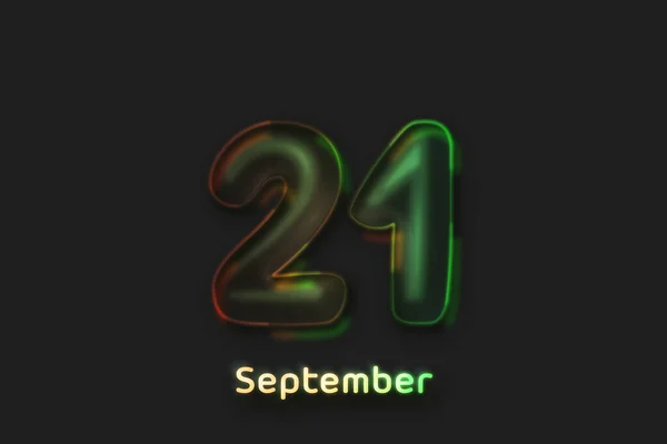 September Date Poster Neon Bubble Shaped Number — Stockfoto