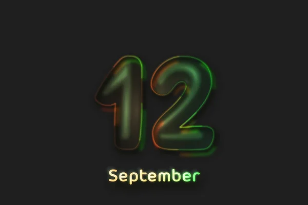 September Date Poster Neon Bubble Shaped Number — 图库照片