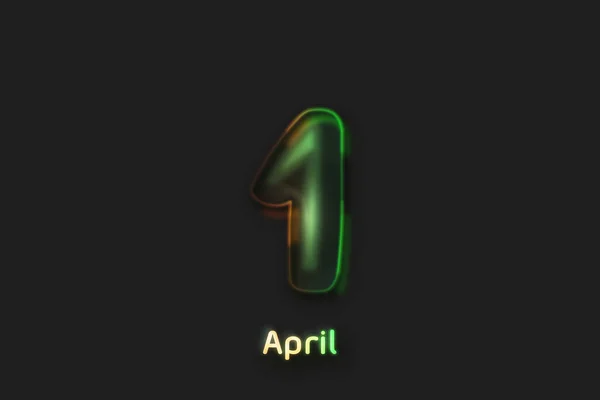 April Date Poster Neonblasenförmige Zahl — Stockfoto