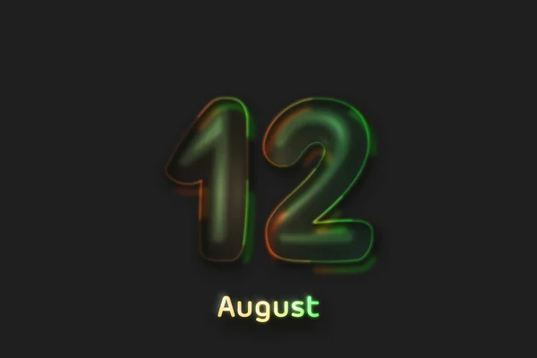 Augusztus Dátum Poszter Neon Buborék Alakú Szám — Stock Fotó