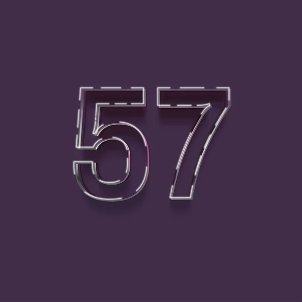 紫色の背景に3D 57番のイラスト — ストック写真